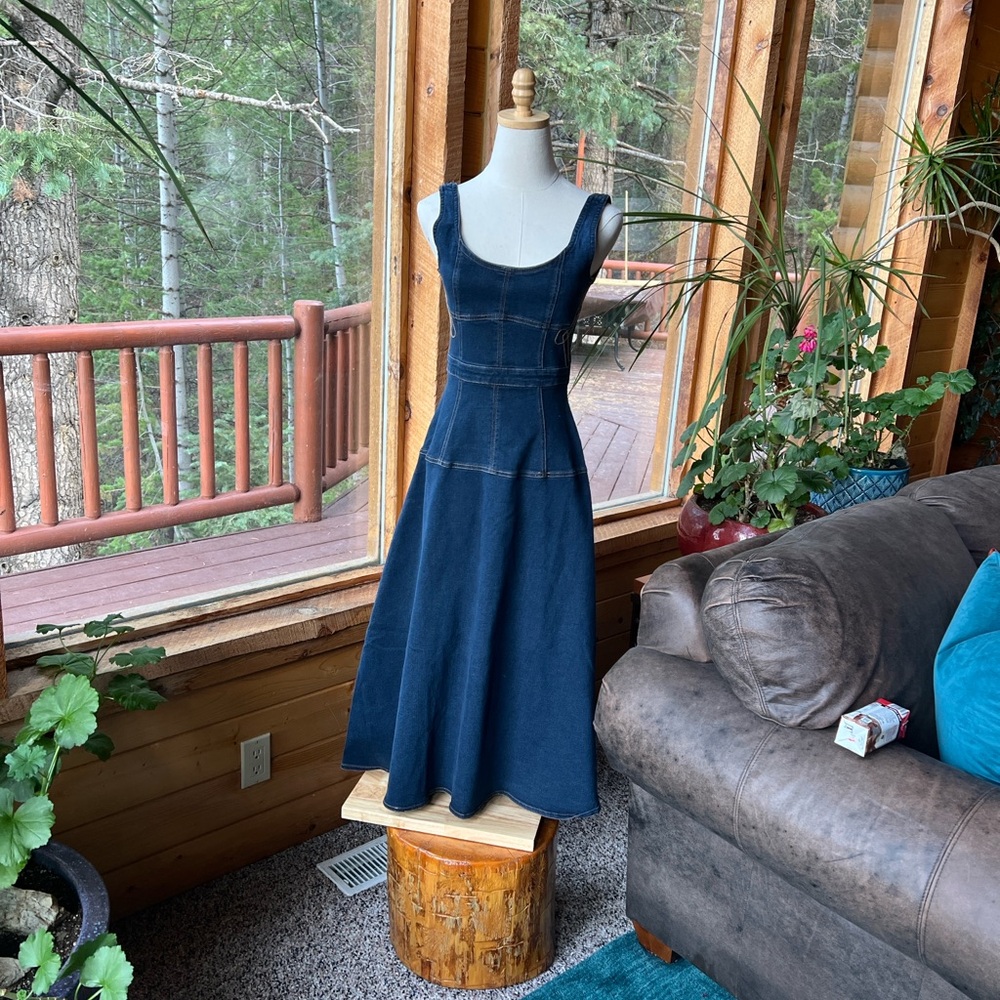 Anthropologie Blue Denim Sleeveless Dress - Picture 8 of 9